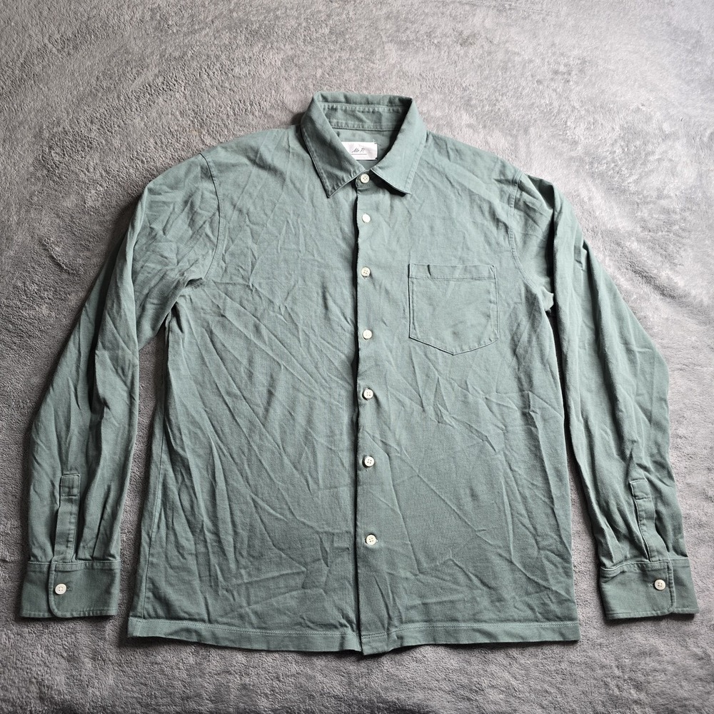 Mr Porter Shirt Mens Large Green Button Up Mr P Long Sleeve Pocket Luxery